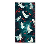 Couverture de porte fantômes d'Halloween - Bannière décorative - Motif esprits de dessin animé effrayants - Décoration de porte d'entrée - Fournitures de festival d'automne pour intérieur et extérieur