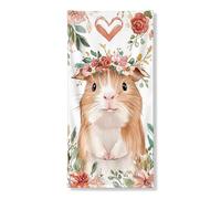 Couverture de porte florale de cochon d'Inde, illustration de lapin mignon, décoration printanière, intérieur et extérieur, décoration pour les amoureux des animaux, 91,4 x 182,9 cm
