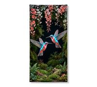 Couverture de porte florale en forme de colibri - Décoration d'intérieur et d'extérieur - 91,4 x 183 cm