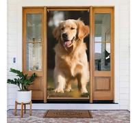 Couverture de porte Golden Retriever - Décoration de porte de bienvenue au printemps - Bannière de porche saisonnière - Fond photo - Bannière à suspendre pour intérieur et extérieur - 183 x 90 cm