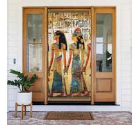 Couverture de porte imprimée « Women in Ancient Egypt » - Décorations de Noël - Décoration de porte - Fournitures de fête - Bannière de décoration d'Halloween - Décoration murale de fête - 183 x 90 cm
