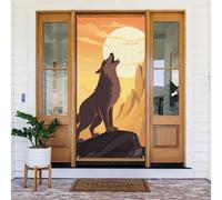 Couverture de porte loup - Bannière de porte de bienvenue - Toile de fond saisonnière pour porche - Fond photo pour intérieur et extérieur - 183 x 90 cm
