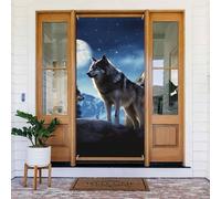 Couverture de porte loups - Bannière de porte de bienvenue - Toile de fond saisonnière pour porche - Fond photo pour intérieur et extérieur - 183 x 90 cm