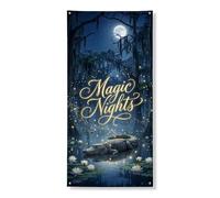 Couverture de porte Magic Nights - Bannière décorative, motif alligator des marais enchantés - Décoration d'intérieur et d'extérieur - Fournitures de fête d'Halloween - 91,4 x 183 cm