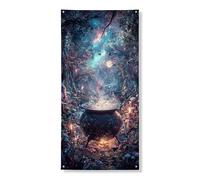 Couverture de porte magique pour chaudron - Bannière décorative - Thème forêt enchantée - Décoration de porte d'entrée - Fournitures de fête d'Halloween d'intérieur et d'extérieur - 91,4 x 183 cm