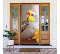 Couverture de porte mignonne calopsitte décoration porte d'entrée bannière photo fond printemps été décoration saisonnière porche bannière panneau pour intérieur extérieur jardin vacances 183 x 90 cm