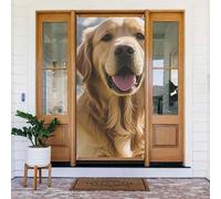 Couverture de porte mignonne Golden Retriever - Bannière de porte de bienvenue - Décoration de porte de cour - Bannière de fond photo - Bannières de porche - Printemps - Été - Décoration de fête