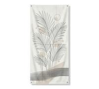 Couverture de porte moderne en feuille de palmier décorative, minimaliste ligne noire, plantes artistiques, décoration de porte d'entrée, intérieur ou extérieur, toile de fond à suspendre au printemps