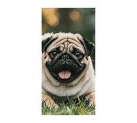Couverture de porte motif chiens carlin printemps été à suspendre drapeau porche panneau extérieur saisonnier vacances cour décoration pour porte d'entrée et porche