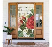 Couverture de porte motif fleur rose bannière décoration toile de fond panneau de porche pour fête de vacances, fond de cabine photo, utilisation intérieure ou extérieure taille unique