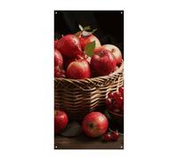 Couverture de porte motif fruits rouges dans un panier, drapeau à suspendre, panneau de porche, décoration saisonnière pour porte d'entrée et porche