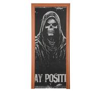 Couverture de porte motif tête de mort Dieu de la mort 89 x 200 cm Bannière blanche et bleue Décoration de fête et fournitures pour la maison M