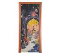 Couverture de porte mystère violette au pays des merveilles 91,4 x 248,9 cm - Bannière Hello Summer - Décoration de fête et fournitures pour la maison L