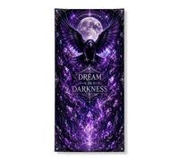 Couverture de porte Mystical Raven - Bannière décorative, motif d'horizon nocturne fantastique sombre - Décoration d'Halloween d'intérieur et d'extérieur - Toile de fond enchantée au clair de lune