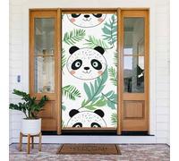 Couverture de porte panda géant vert - Décoration de porche - Pour fête de vacances, fond de cabine photo, utilisation en intérieur et en extérieur - Taille unique