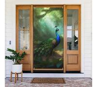 Couverture de porte paon - Bannière de porte de bienvenue - Bannière de cour - Bannière de fond photo - Bannières de porche - Printemps été - Décoration de fête saisonnière - Rideau de porte intérieur