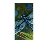 Couverture de porte peinte à la main en forme de libellule bleue - Fournitures de décoration de fête - Bannière à suspendre - Bannières de fête pour vacances, anniversaire, jardin, pelouse
