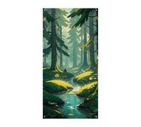 Couverture de porte personnalisée Bannières de porte Enchanted Wilderness Fantasy sur vert foncé Grande bannière murale Bannière décorative Fond photo Bienvenue Décoration de fête de vacances