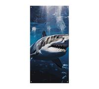 Couverture de porte personnalisée Bannières de porte Grand requin blanc Grande bannière murale Bannière décorative Fond photo Décoration de fête de vacances