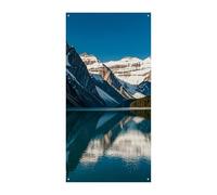Couverture de porte personnalisée Bannières de porte Panorama des montagnes du lac Louise Grande bannière murale Bannière décorative Fond photo Décoration de fête de vacances
