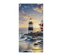 Couverture de porte personnalisée Bannières de porte Phare du Père Noël Grande bannière murale Bannière décorative Fond photo Décoration de fête de vacances