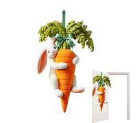 Couverture de Porte pour Joyeuses Pâques - Photographique Lapin et Carotte | Panneau de Porte d'Entrée Printanier,pour Intérieur Extérieur Porche Ferme Célébration Fêtes de Pâques Fêtes Familiales et