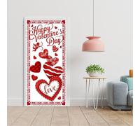 Couverture de Porte pour la Saint-Valentin - Toile de Décorative Thème Cœur Romantique - 90 x 180 cm Bannière de Porte pour la Saint-Valentin,Pour Intérieur, Extérieur, Garage, Porche, Fête Et Fourni