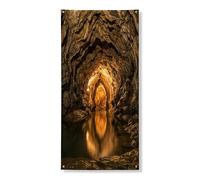 Couverture de porte réfléchissante pour grotte décorative, paysage naturel rustique, décoration de porte d'entrée, intérieur ou extérieur, toile de fond d'automne à suspendre, fournitures de festival