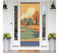 Couverture de porte « River in Front of House Welcome » - 180 x 89 cm - Bannière de porte avec corde - Toile de fond de fête - Panneau photo - Décoration saisonnière à suspendre pour porte d'entrée