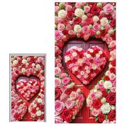 Couverture de Porte Saint-Valentin Toile de Romantique Cœur et Rose | Décoration de Porte Saint-Valentin 90x180 cm Pour Décoration d'Intérieur, d'Extérieur, de Garage et de