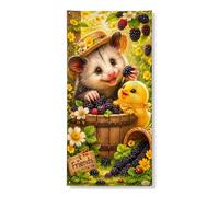 Couverture de porte Spring Friends - Bannière décorative - Motif animal joyeux pour décoration de porte d'entrée, intérieur et extérieur - Fournitures de vacances saisonnières - 91,4 x 183 cm