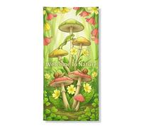 Couverture de porte sur le thème de la nature, bannière décorative, motif champignon floral coloré, décoration de porte d'entrée, intérieur et extérieur, festival de printemps, fournitures de vacances