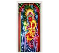 Couverture de porte - Toile de fond en tissu à imagerie religieuse - Grand panneau fluorescent pour porche de Noël - Décoration d'intérieur ou d'extérieur - Accessoire de ferme - Grand article