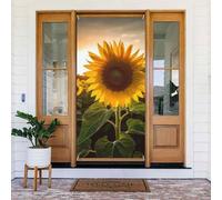 Couverture de porte tournesols - Bannière à suspendre pour porte d'entrée - Fond photo - Printemps été - Décoration saisonnière - Panneau pour intérieur ou extérieur - Jardin - Vacances - 183 x 90 cm
