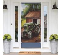 Couverture de porte « Tractor on the Farm Welcome » - 180 x 89 cm - Bannière de porte avec corde - Toile de fond de fête - Panneau photo - Décoration saisonnière à suspendre pour porte d'entrée