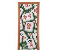 Couverture de porte verte de dessin animé Mahjong de Noël 89 x 200 cm Bannière de porte Décoration Printemps Été Décor saisonnier M