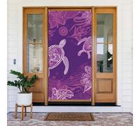Couverture de porte « Welcome Spring » - Grande bannière à suspendre Hawaï avec tortue de mer violette - Panneau de bienvenue - Panneau de bienvenue pour porte et fenêtre - Décoration extérieure