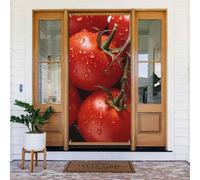 Couverture de porte « Welcome Spring » - Grande bannière à suspendre - Tomates rouges mûres - Panneau de bienvenue - Panneau de bienvenue pour porte et fenêtre - Décoration extérieure saisonnière