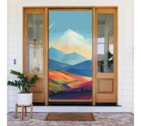 Couverture de porte « Welcome Spring » - Grande bannière suspendue - Moulin à vent - Illustration plate - Panneau de bienvenue - Panneau de porche français - Rideaux de porte et fenêtre - Fond de