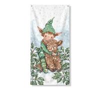 Couverture de porte Winter Wonderland - Bannière décorative - Motif fée et veau - Pour intérieur et extérieur - Décoration de vacances - Fournitures de fond pour festival de Noël - 91,4 x 183 cm