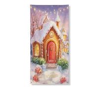 Couverture de porte Winter Wonderland - Bannière décorative - Scène de maison en pain d'épice confortable - Décoration de porte d'entrée - Fournitures de vacances de Noël d'intérieur et d'extérieur