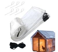 Couverture De Poulailler - Feuille Transparente Pour Enclos De Volaille, Système De Bord Attaché Par Cordon, Couche D'isolation De Barrière Pour La Saison Froide | Pour La Protection Extérieure De Pet