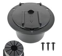 COUVERTURE DE POUR - COUVERTURE DE COUPE DE PLUSE ROUND 35G Avec Couvercle | Black Cable Passe Par Le Port, Organisateur De Fil Couvert Pour Camping-car, Remorque, Camping-car, Gestion Du Cordon