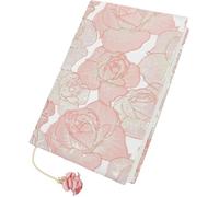 Couverture de protection de livre pour livre de poche A5 à couverture rigide et en tissu doux - Motif floral rose - Housse réglable pour carnet de notes à couverture rigide de 14 x 21 cm, romans