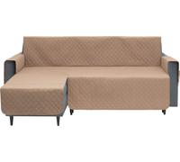 Couverture de protection pour canapé d'angle, housse de canapé, matelassée, réversible, stable, protection contre les salissures du chien, de l'enfant,avec poche, Beige, droit Canapé d'angle 240 cm