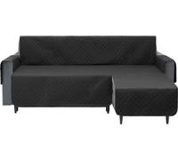 Couverture de protection pour canapé d'angle, housse de canapé, matelassée, réversible, stable, protection contre les salissures de chien, d'enfant,avec poche, noir, Link canapé d'angle 240 cm