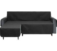 Couverture de protection pour canapé d'angle, housse de canapé, matelassée, réversible, stable, protection contre les salissures de chien, d'enfant,avec poche, noir, droit Canapé d'angle 200 cm