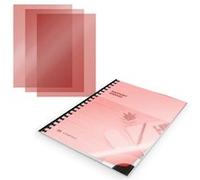 Couvertures transparentes pour Reliure A4 200 microns Pack de 100 Rouge transparent