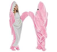 Couverture de Requin Adulte, Sweat à Capuche de Couverture de Requin, Couverture Portable Douce Flanelle Douillette, Costume de Cosplay pour garçons et Filles pour Les Amoureux des Requins (Rose, XL)