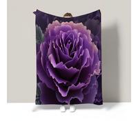 Couverture De Rose Violette Fantaisie 3D Canapé Lit, Deep Purple Plaid De Chaise, Douce Jeté Flanelle Imprimée Esthétique Végétale, Couvertures Polaire Chaud Cadeau, Décoration Maison, 130X150Cm